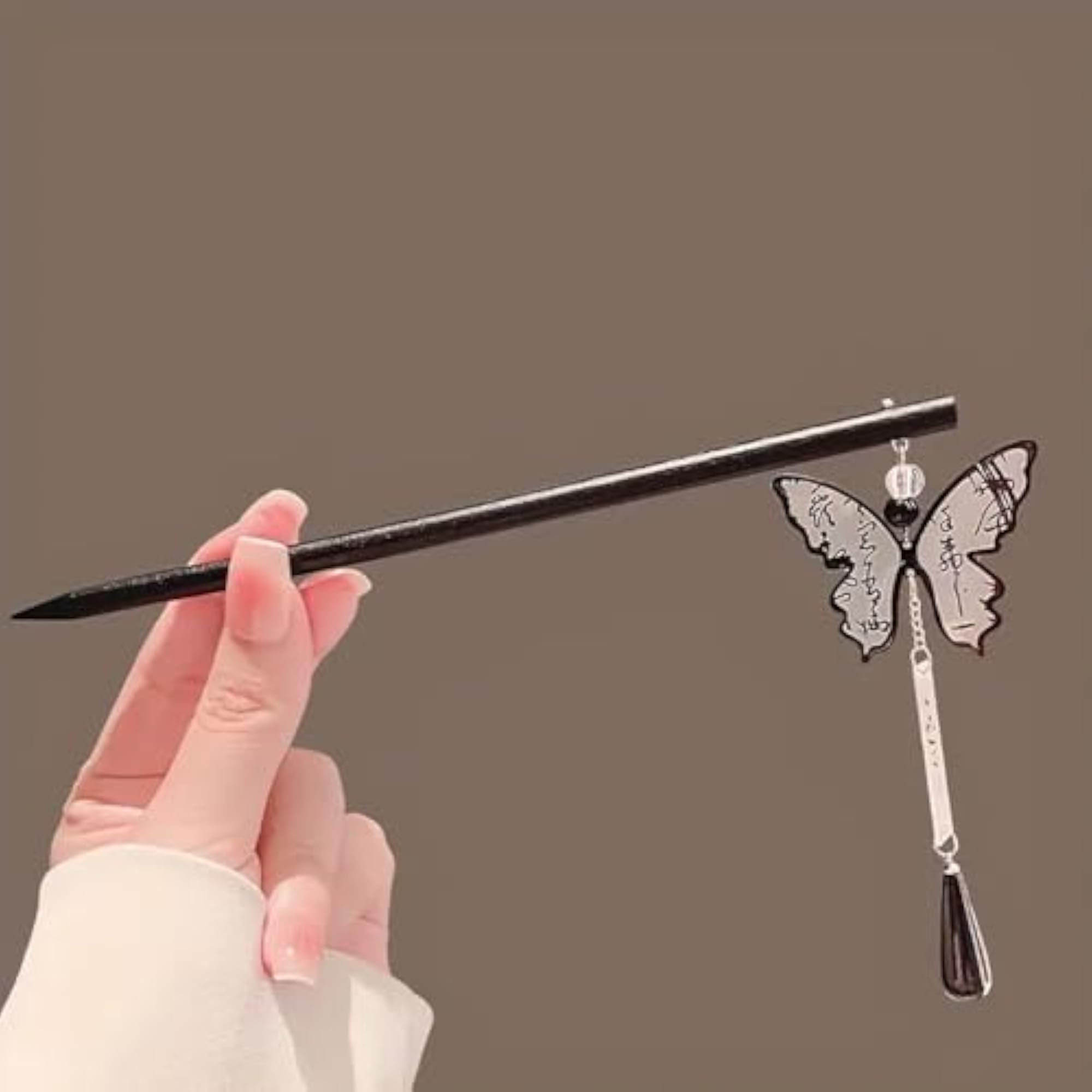 Chinese-Style Calligraphy Butterfly Hairpin, Vintage Antique Design